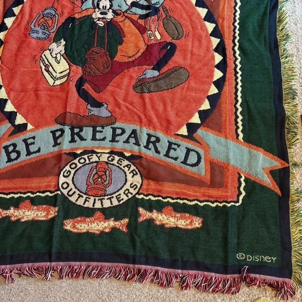 90s Disney tapestry Throw Blanket Goofy Gear Outfitters Beacon Rare USA 50x52